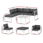Gardeon 6PCS Outdoor Sofa Set Aluminium Table and Chairs Lounge Patio Furniture
