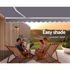 Instahut Retractable Folding Arm Awning Motorised Sunshade 4Mx2.5M Pearl Grey