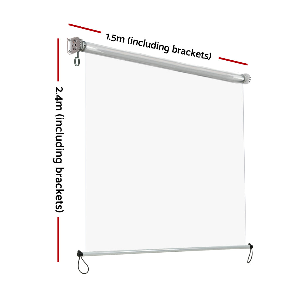 Instahut 1.5X2.4M Outdoor Blinds Clear Roll Down Awning Retractable Outdoor Blinds Water Wind Proof Transparent