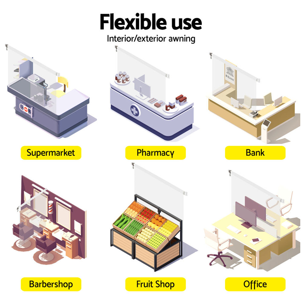 Instahut 1.5X2.4M Outdoor Blinds Clear Roll Down Awning Retractable Outdoor Blinds Water Wind Proof Transparent