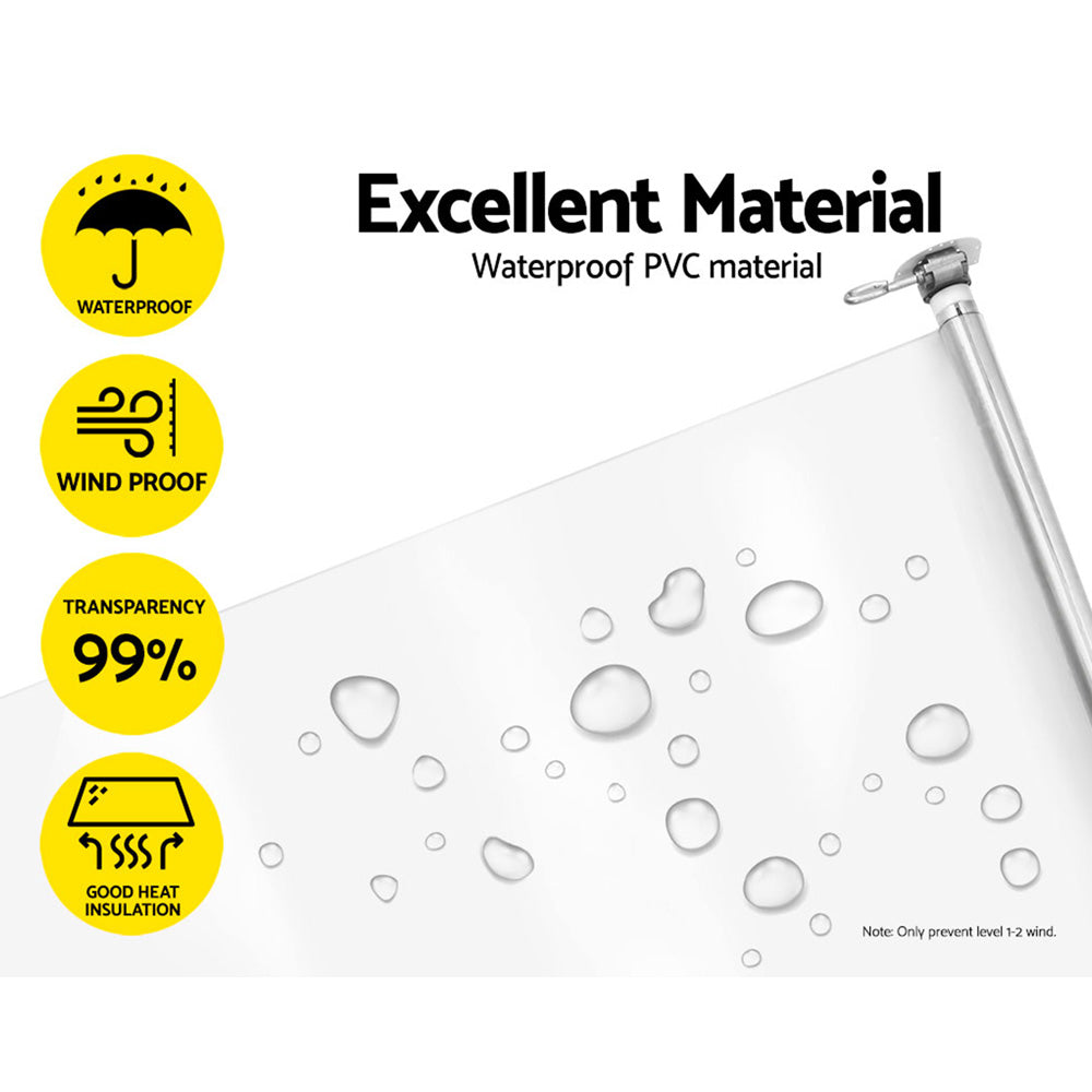 Instahut 1.5X2.4M Outdoor Blinds Clear Roll Down Awning Retractable Outdoor Blinds Water Wind Proof Transparent