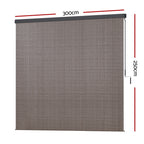 Instahut 3X2.5M Outdoor Blinds Awning Roll Down Retractable Knit Fabric Outdoor Blinds Window Shade Brown