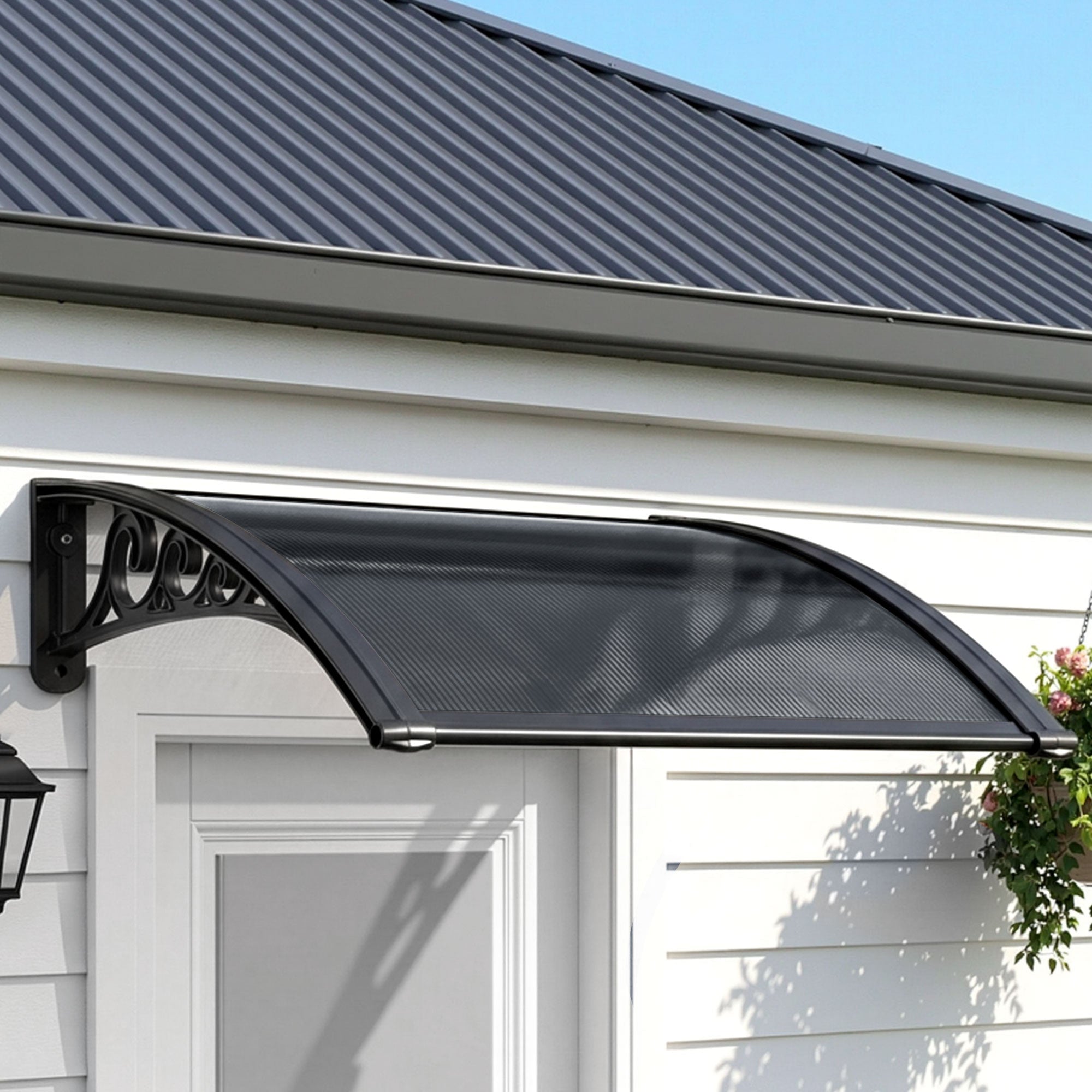 Instahut Window Awning Drainage 0.6mx0.6m Outdoor Grey