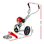 Giantz 52cc Petrol Brush Cutter Whipper Saw Trimmer 2 Stroke 3-in-1 Wheel