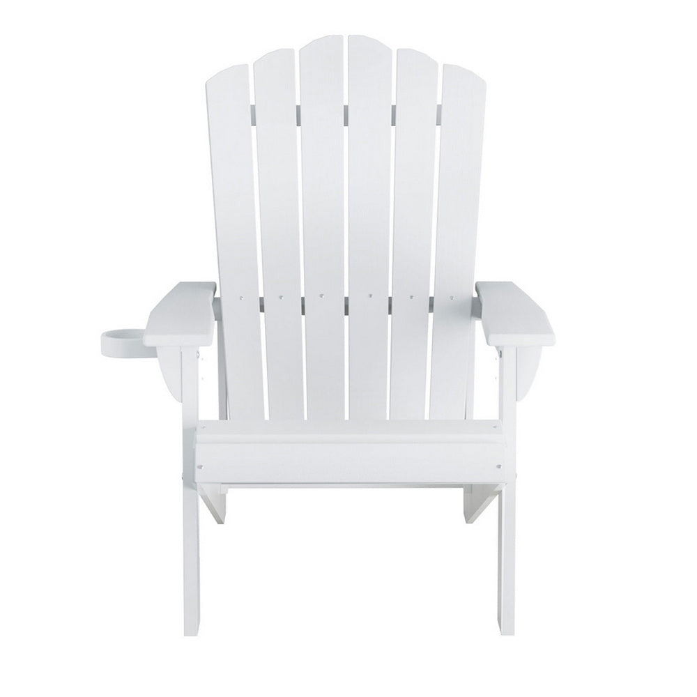 Gardeon Outdoor Chairs HDPE Adirondack Beach Chair Sun Lounge Patio Furniture Garden white
