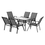 Gardeon 7PC Outdoor Dining Set Table and Chairs Patio Furniture Garden Bistro Set Grey