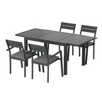 Gardeon Outdoor Dining Set 5 Piece Aluminum Extendable Table Setting Black