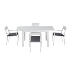 Gardeon Outdoor Dining Set 5 Piece Aluminum Extendable Table Setting White
