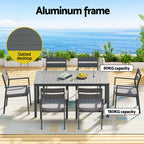 Gardeon Outdoor Dining Set 7 Piece Aluminum Table Chairs Setting Black