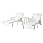Gardeon Sun Lounge Lounger Beach Chair HDPE Patio Outdoor Furniture with Wheels White