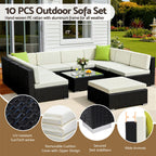 Gardeon 10-Piece Outdoor Sofa Set Wicker Couch Lounge Setting Cover