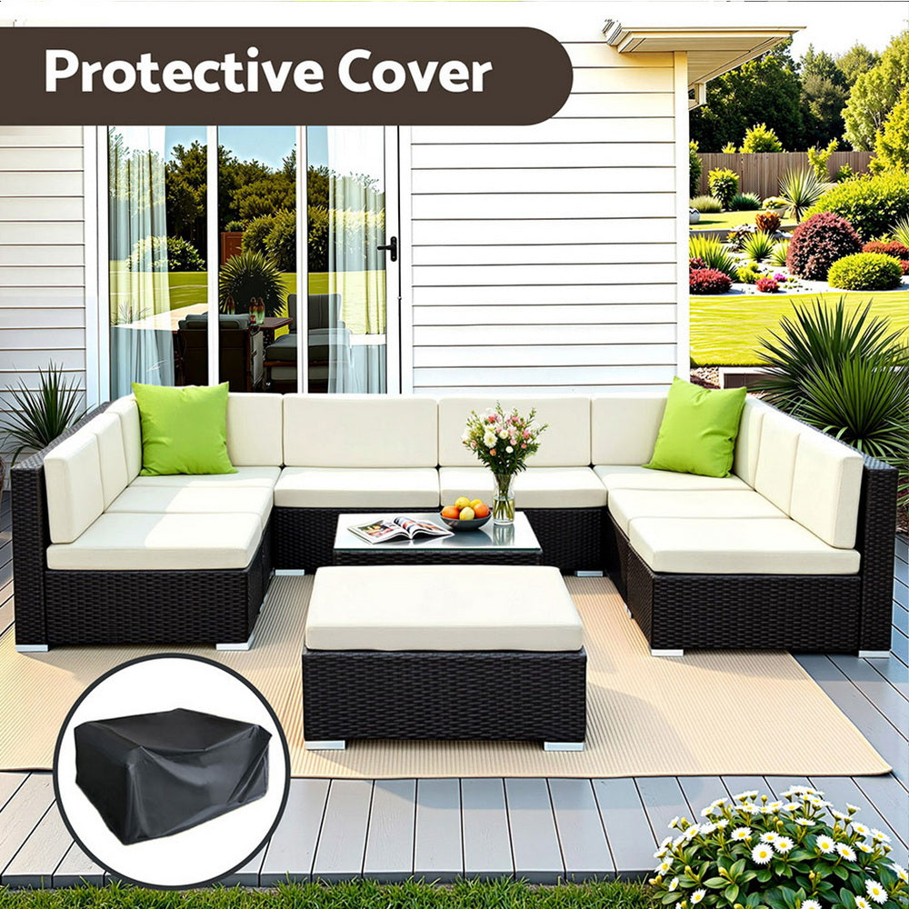 Gardeon 10-Piece Outdoor Sofa Set Wicker Couch Lounge Setting Cover