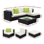 Gardeon 5-Piece Outdoor Sofa Set Wicker Couch Lounge Setting Cover