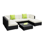 Gardeon 7-Piece Outdoor Sofa Set Wicker Couch Lounge Setting Cover