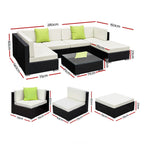 Gardeon 7-Piece Outdoor Sofa Set Wicker Couch Lounge Setting Cover