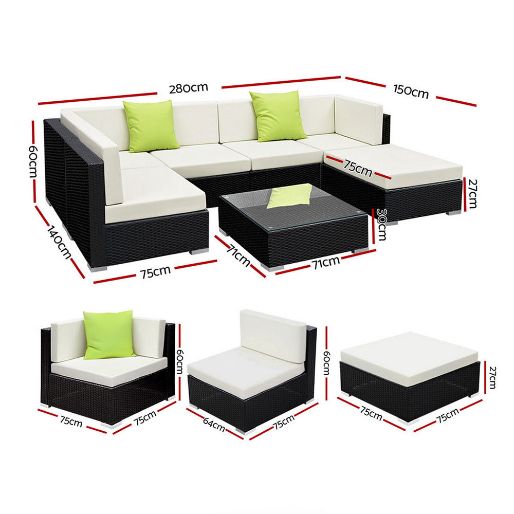 Gardeon 7-Piece Outdoor Sofa Set Wicker Couch Lounge Setting Cover