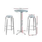 Gardeon 3-Piece Outdoor Bar Set Bistro Table Stools Adjustable Round Cafe