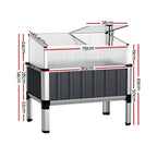 Green Fingers Raised Garden Bed x2 80x49x74cm Greenhouse Planter Box Galvanised Herb