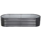 Green Fingers 4 Pcs Raised Garden Bed Kit Oval Galvanized Steel Planter Boxes 160x80x42cm, Heavy Duty Metal Elevated Garden Bed for Vegetables Flowers Herbs, with Safety Edging, Gloves & Pegs Included