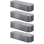 Green Fingers 4 Pcs Raised Garden Bed Kit Oval Galvanized Steel Planter Boxes 240x80x42cm, Heavy Duty Metal Elevated Garden Bed for Vegetables Flowers Herbs, with Safety Edging, Gloves & Pegs Included