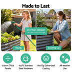 Green Fingers 4 Pcs Raised Garden Bed Kit Oval Galvanized Steel Planter Boxes 240x80x42cm, Heavy Duty Metal Elevated Garden Bed for Vegetables Flowers Herbs, with Safety Edging, Gloves & Pegs Included