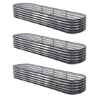 Green Fingers 3 Pcs Raised Garden Bed Kit Oval Galvanized Steel Planter Boxes 320x80x42cm, Heavy Duty Metal Elevated Garden Bed for Vegetables Flowers Herbs, with Safety Edging, Gloves & Pegs Included