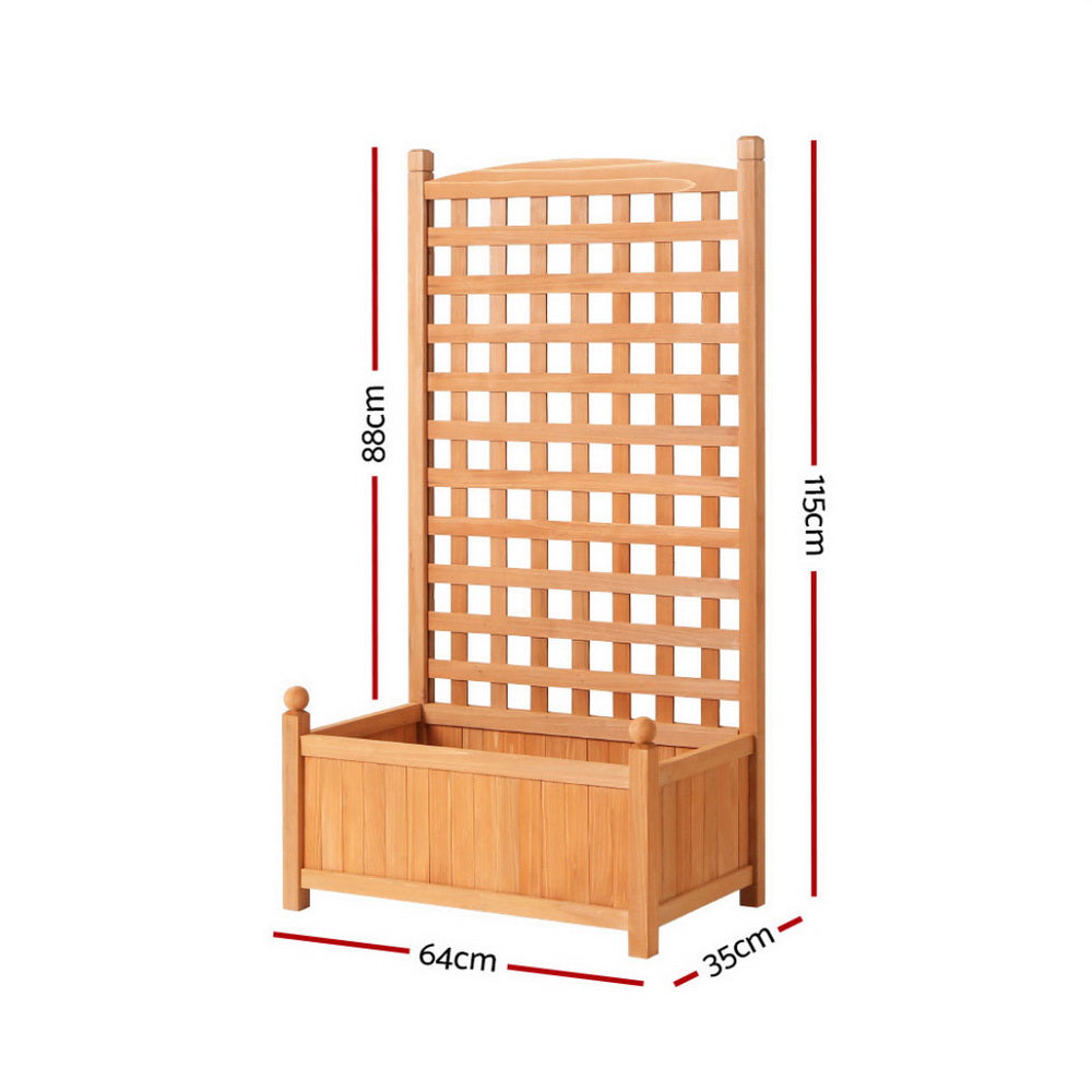 Green Fingers 2X Garden Bed Wooden 64x35x115cm Planter Raised Box Container Trellis