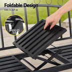 Gardeon Outdoor Garden Bench Seat Loveseat Steel Foldable Table Patio Furniture Black