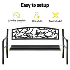 Gardeon Outdoor Bench Seat Garden Steel Outdoor Furniture 3 Seater Park Black