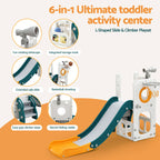 Keezi Kids Slide Set Basketball Hoop Outdoor Playground Outdoor Toys Telescope Storage