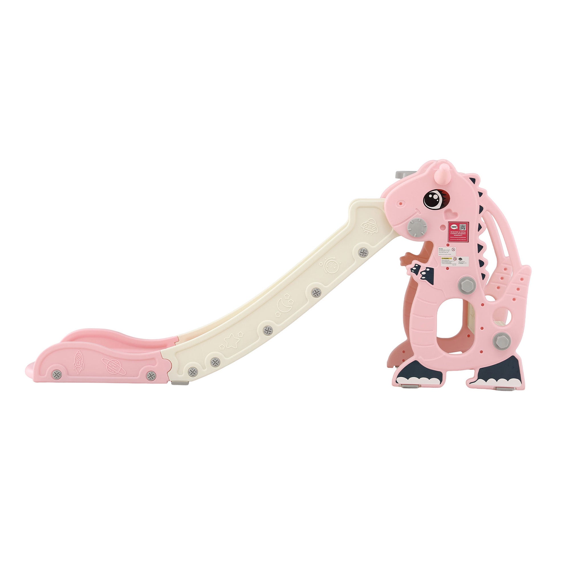 Keezi Kids Slide Set Basketball Hoop Outdoor Playground Toy Dragon 125cm Slide Pink