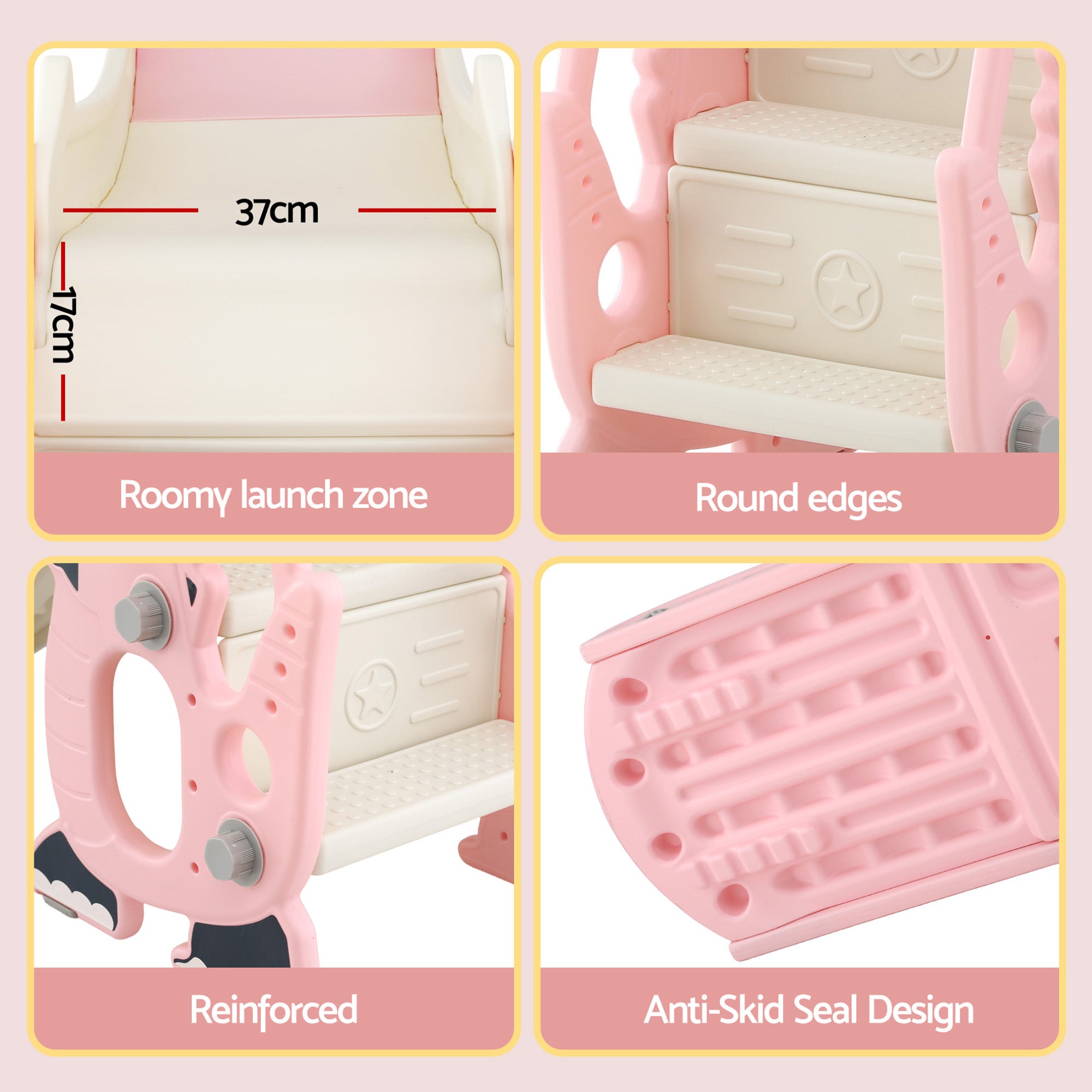 Keezi Kids Slide Set Basketball Hoop Outdoor Playground Toy Dragon 125cm Slide Pink