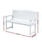 Gardeon Outdoor Garden Bench Wooden 2 Seater Lounge Chair Patio Furniture White