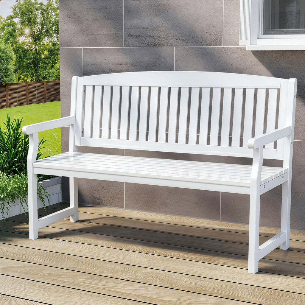 Gardeon Outdoor Garden Bench Wooden 2 Seater Lounge Chair Patio Furniture White