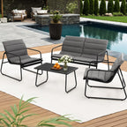 Gardeon 4PCS Outdoor Sofa Set Table and Chairs Cushion textilene Patio Furniture
