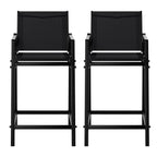 Gardeon 2PC Outdoor Bar Stools Steel Dining Chairs Patio Furniture Garden Black