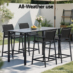 Gardeon 2PC Outdoor Bar Stools Steel Dining Chairs Patio Furniture Garden Black