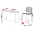Gardeon 7PCS Outdoor Bar Set Stools Dining Chairs Table Patio Steel Bistro Set White