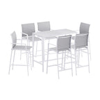 Gardeon 7PCS Outdoor Bar Set Stools Dining Chairs Table Patio Steel Bistro Set White