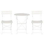 Gardeon 3PC Outdoor Bistro Set Steel Table and Chairs Patio Furniture White