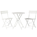 Gardeon 3PC Outdoor Bistro Set Steel Table and Chairs Patio Furniture White