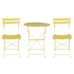 Gardeon 3PC Outdoor Bistro Set Steel Table and Chairs Patio Furniture Yellow