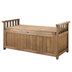 Gardeon Outdoor Storage Bench Box Wooden Garden Toy Tool Sheds Patio Furniture Brown