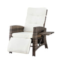 Gardeon Outdoor Recliner Chairs Sun lounge Wicker Lounger Patio Furniture Adjustable Brown