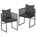 Gardeon 2PC Outdoor Dining Chairs Woven Rope Chair Patio Furniture Garden Steel