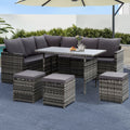 Gardeon Outdoor Furniture Dining Setting Sofa Set Lounge Wicker 9 Seater Mixed Grey