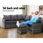 Gardeon Outdoor Furniture Dining Setting Sofa Set Lounge Wicker 9 Seater Mixed Grey