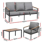 Gardeon 5 Seater Outdoor Sofa Set 4PCS Table Chair Garden Bench Patio Furniture