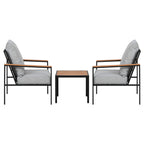 Gardeon 3PC Outdoor Furniture Bistro Set Lounge Setting Chairs Table Patio Black