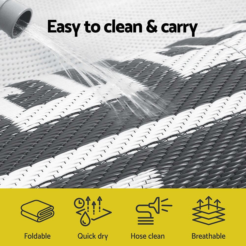 Gardeon Outdoor Rugs 152x244cm Large Carpet Reversible Area Mat PP Dual-Sided Patio Rug Greek Key